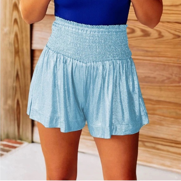 QUEEN OF SPARKLES Pants - QUEEN OF SPARKLES ICY BLUE SWING SHORT